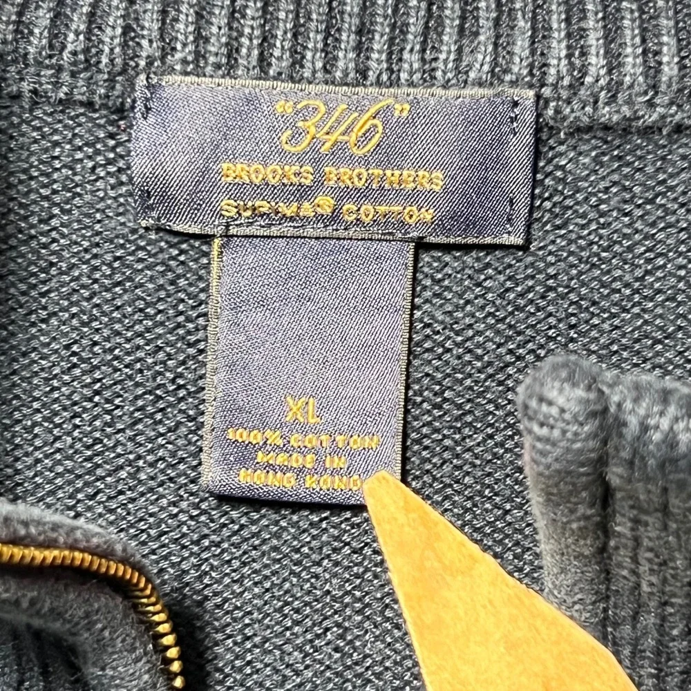 Vintage 90s Brooks Brothers Quarter Zip Sweater Mens XL Navy Blue Argyle‎